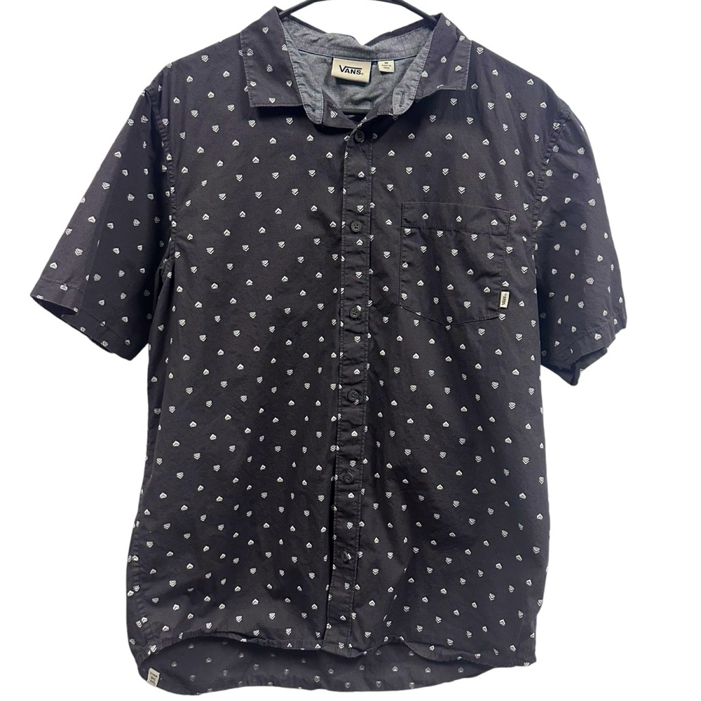 Vans Off The Wall Skater Cotton Button Up Short Sleeve Shirt Pocket Shirt Medium